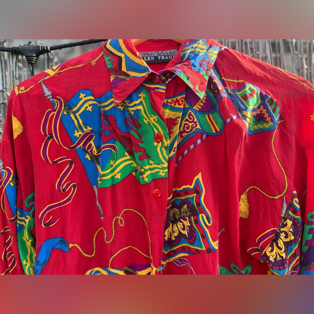 Vintage Ellen Tracy Silk Button Up / M